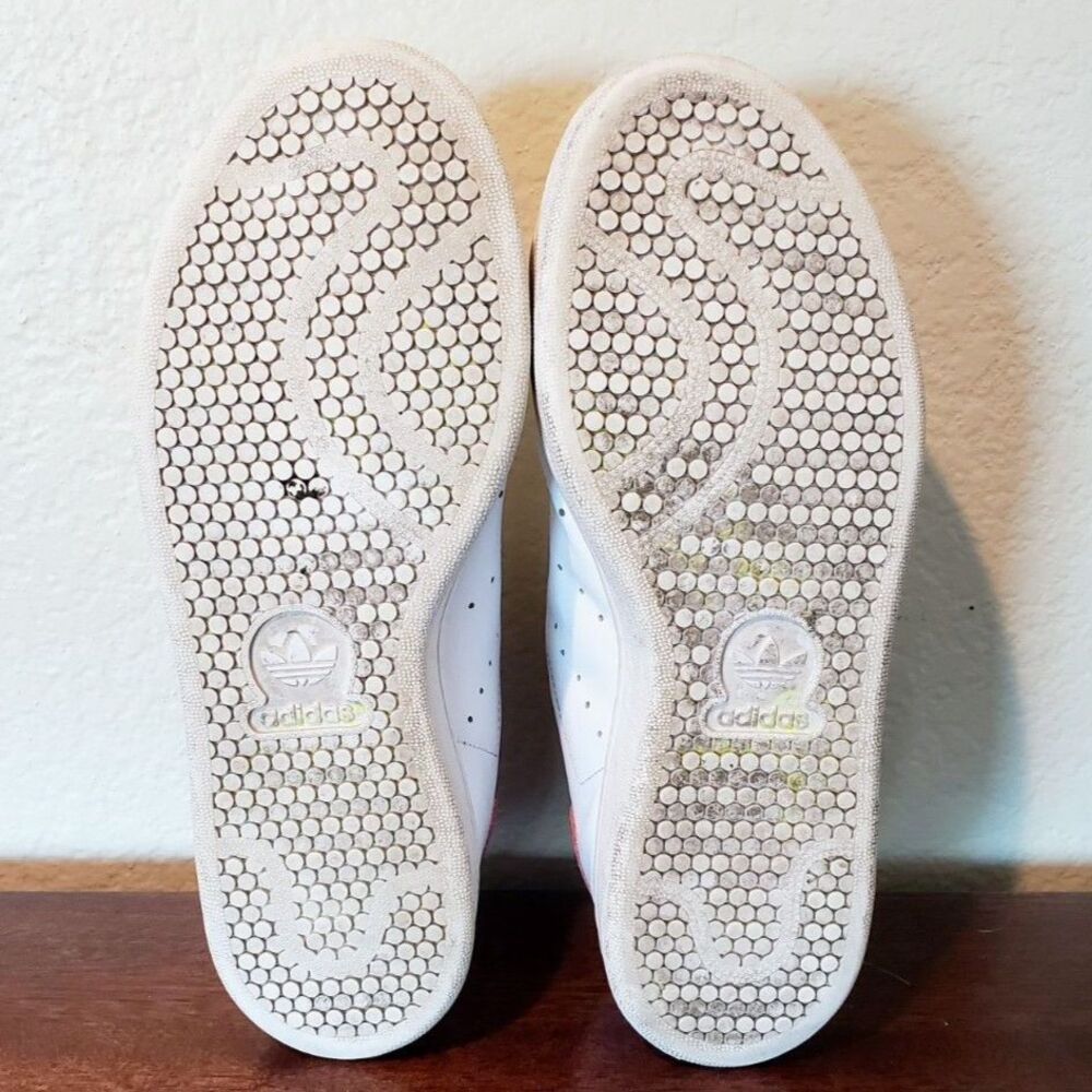 Adidas Stan Smith Low-Top Retro Tennis Shoe Cloud White Bold Pink Youth Size 6 - Picture 5 of 10
